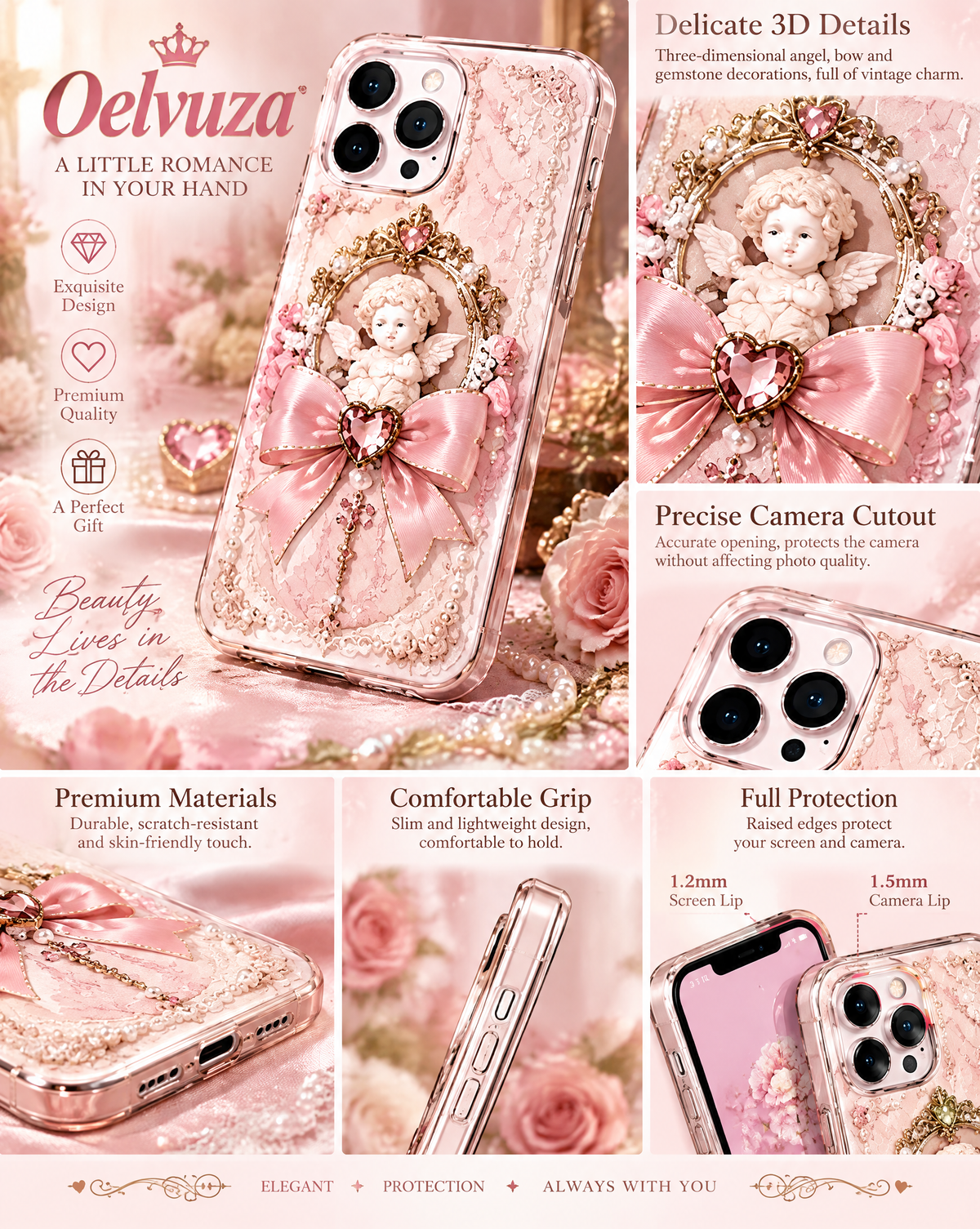 Elegant Angel Rose Pearl iPhone Case