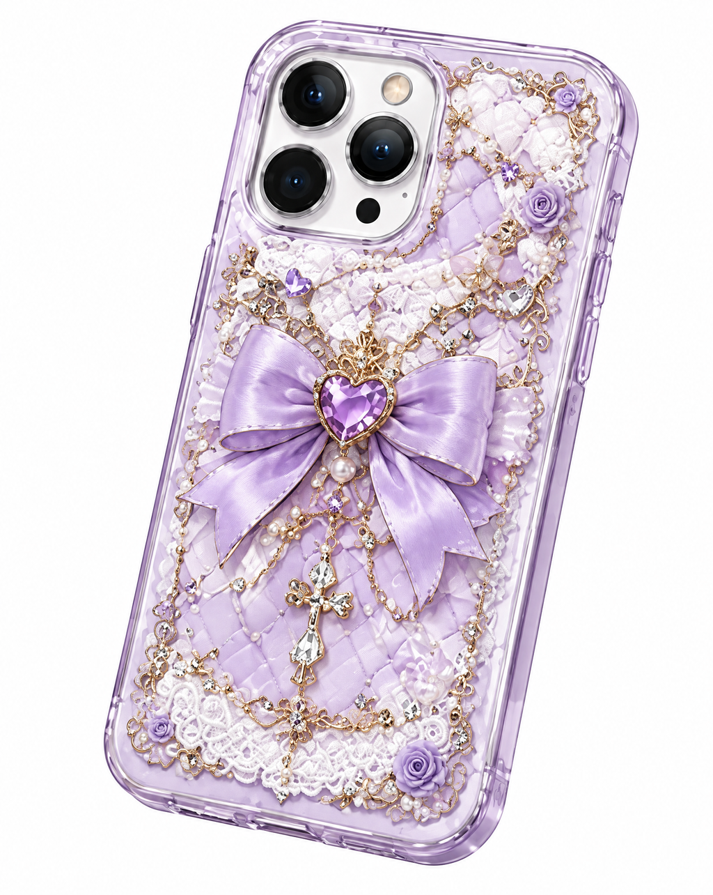 Vintage Pearl Cross Charm iPhone Case