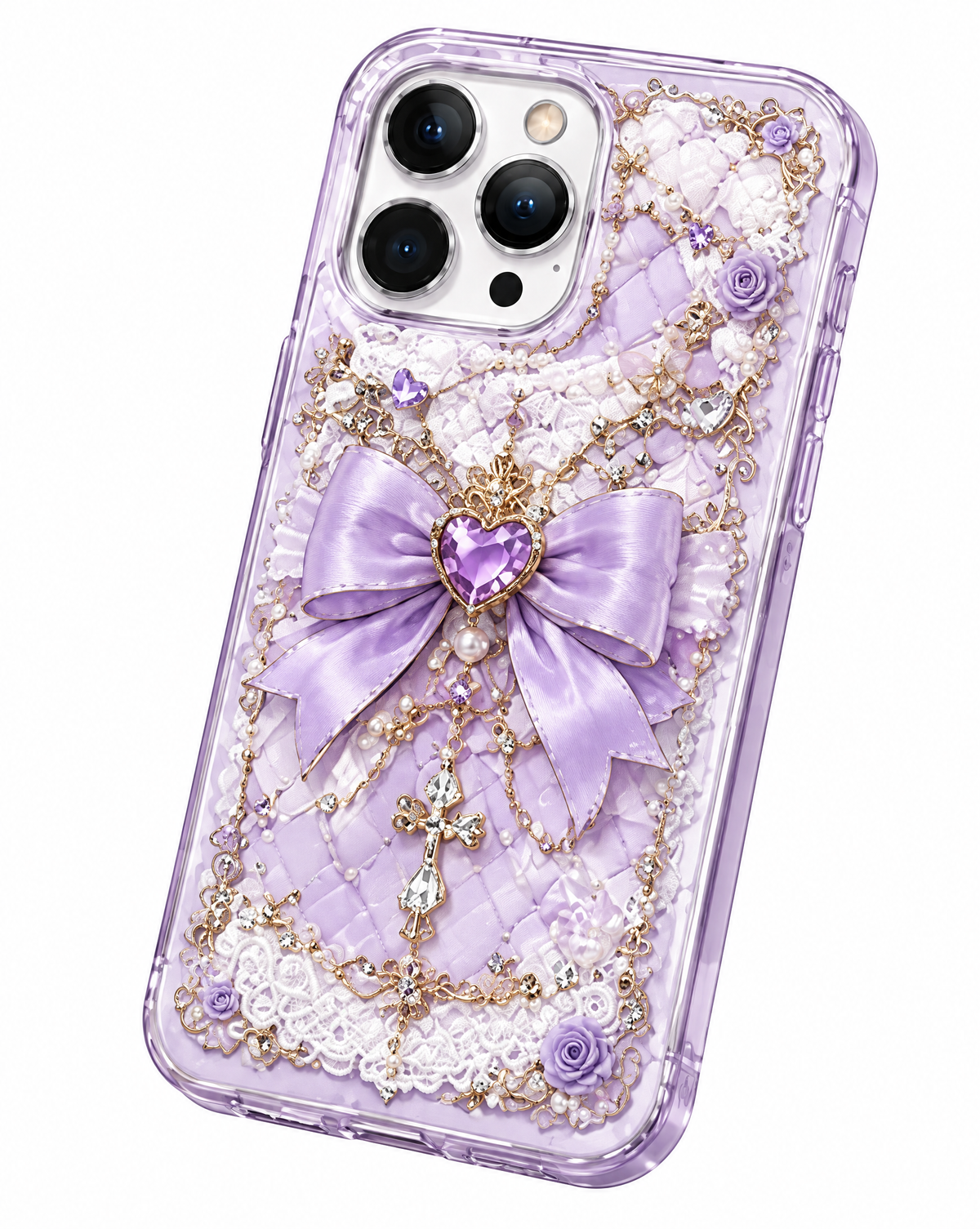 Vintage Pearl Cross Charm iPhone Case