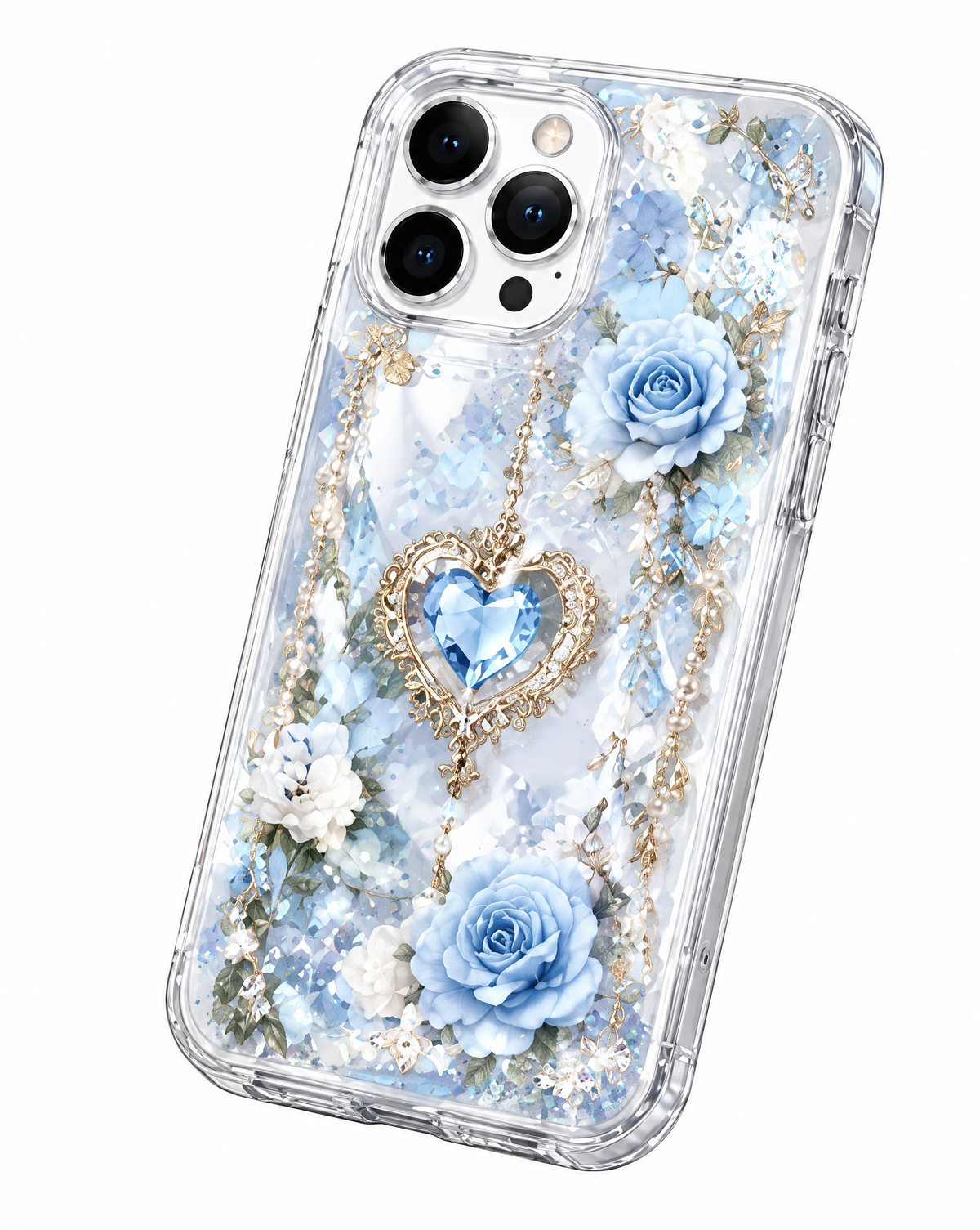 Pink Floral Pearl Chain iPhone Case