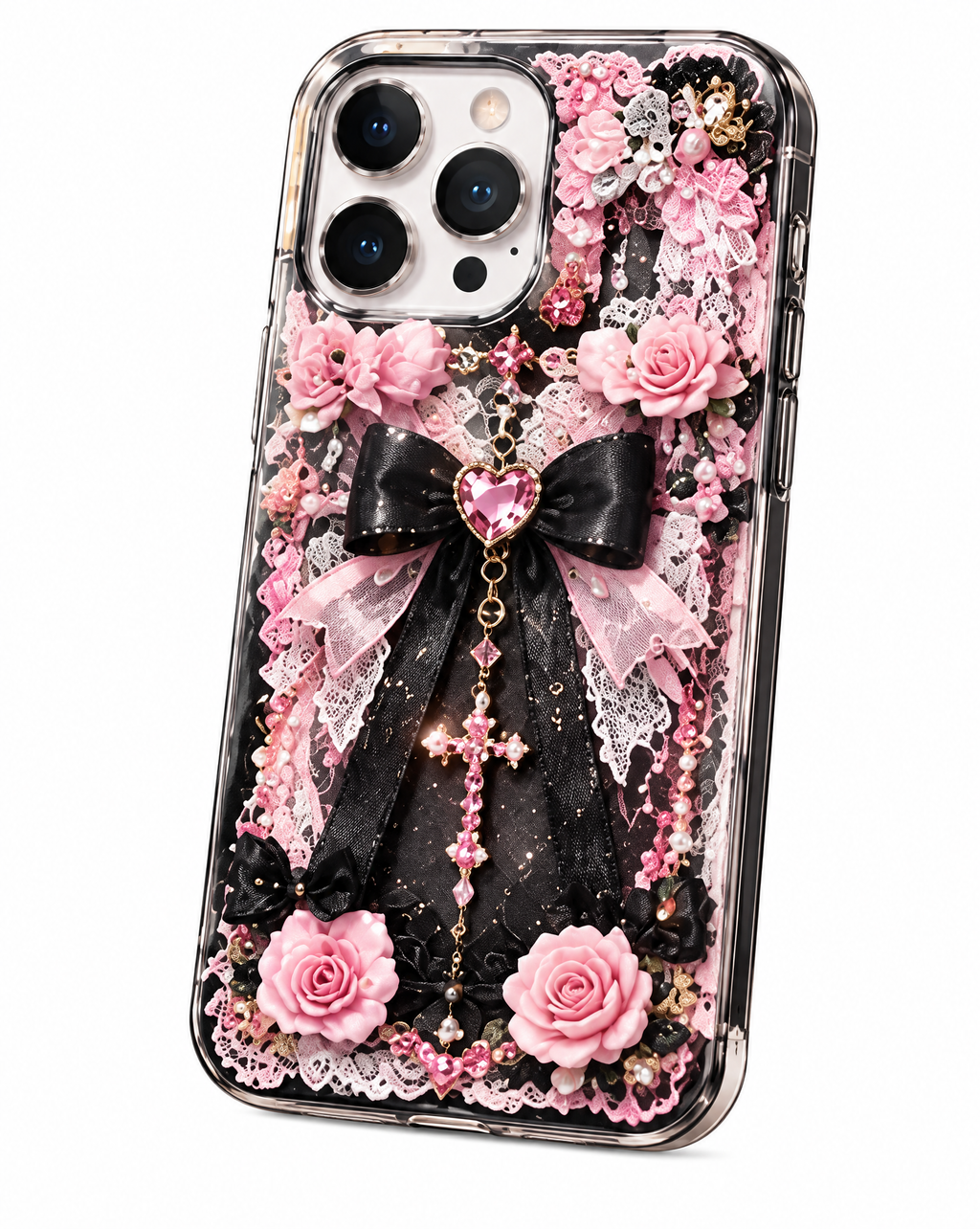 Black Rose Gothic Bow iPhone Case
