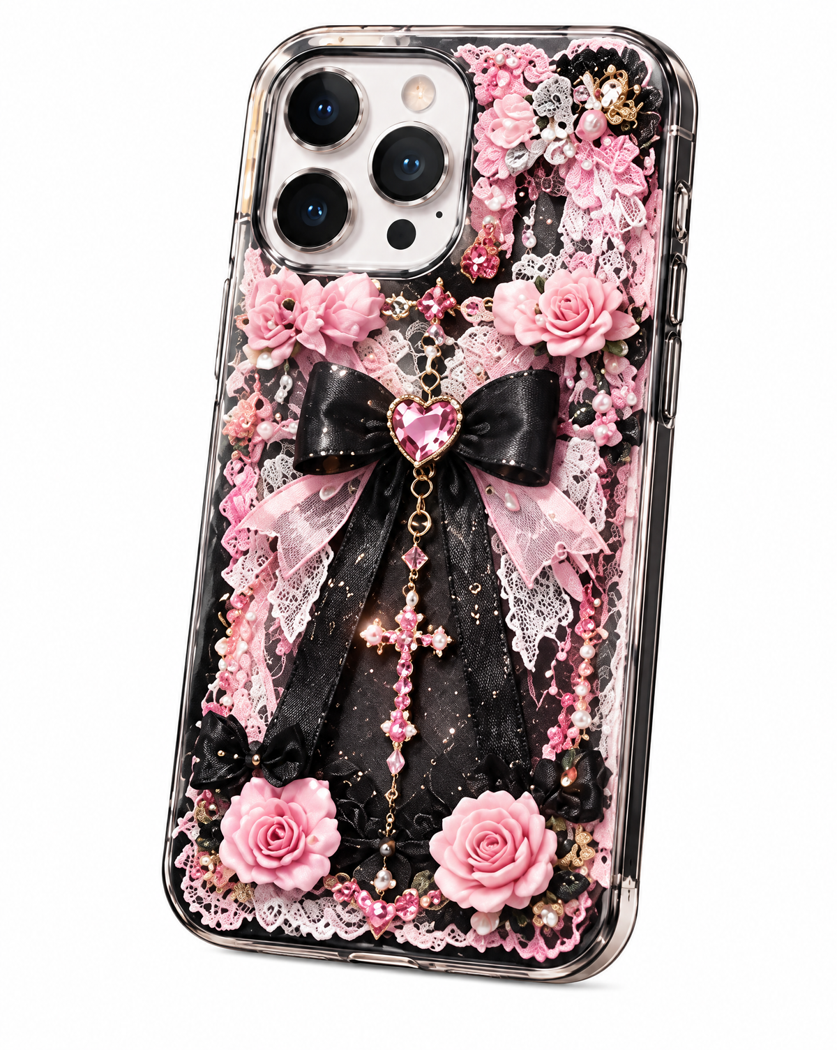 Black Rose Gothic Bow iPhone Case