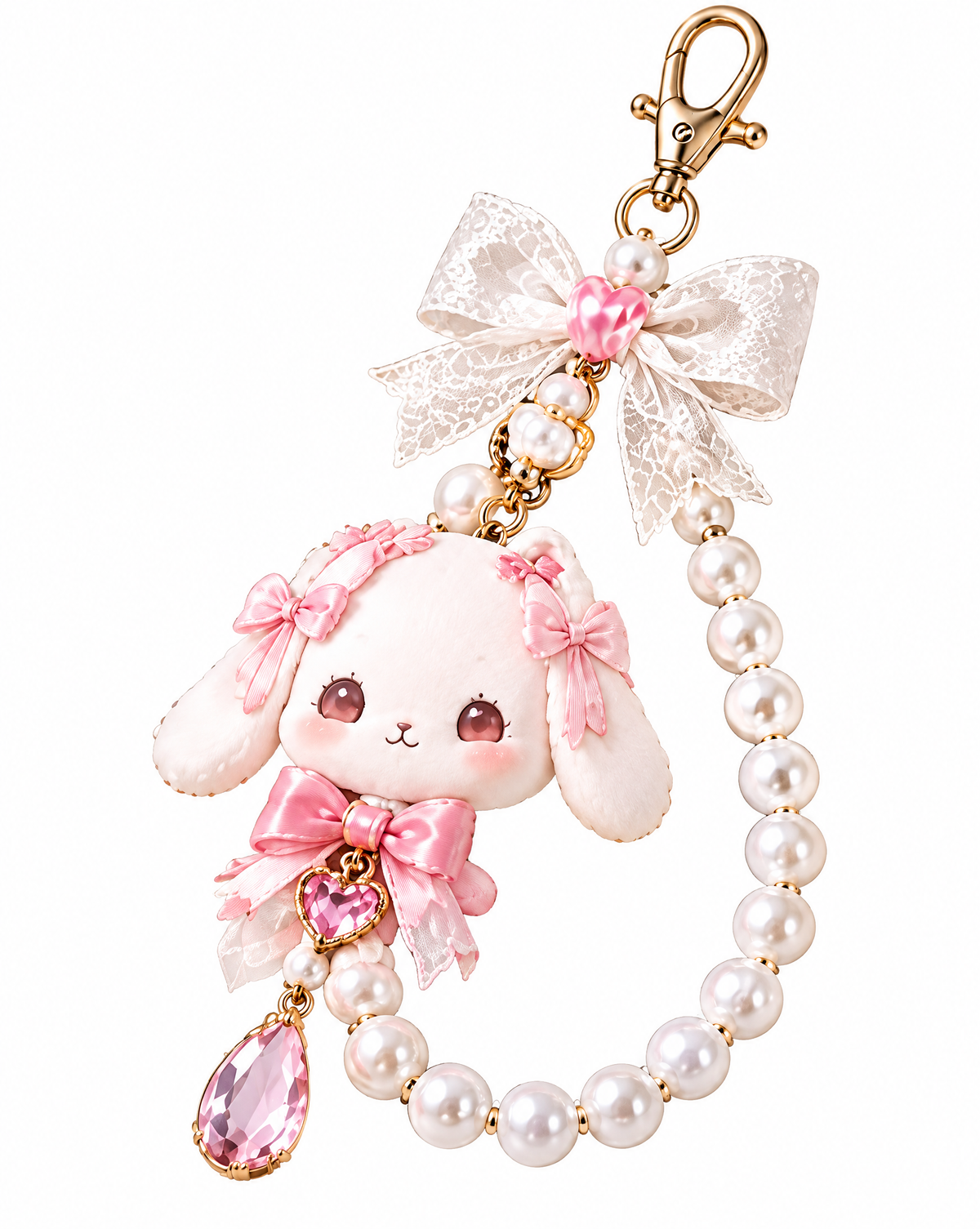 Bunny Lace Pearl Phone Charm