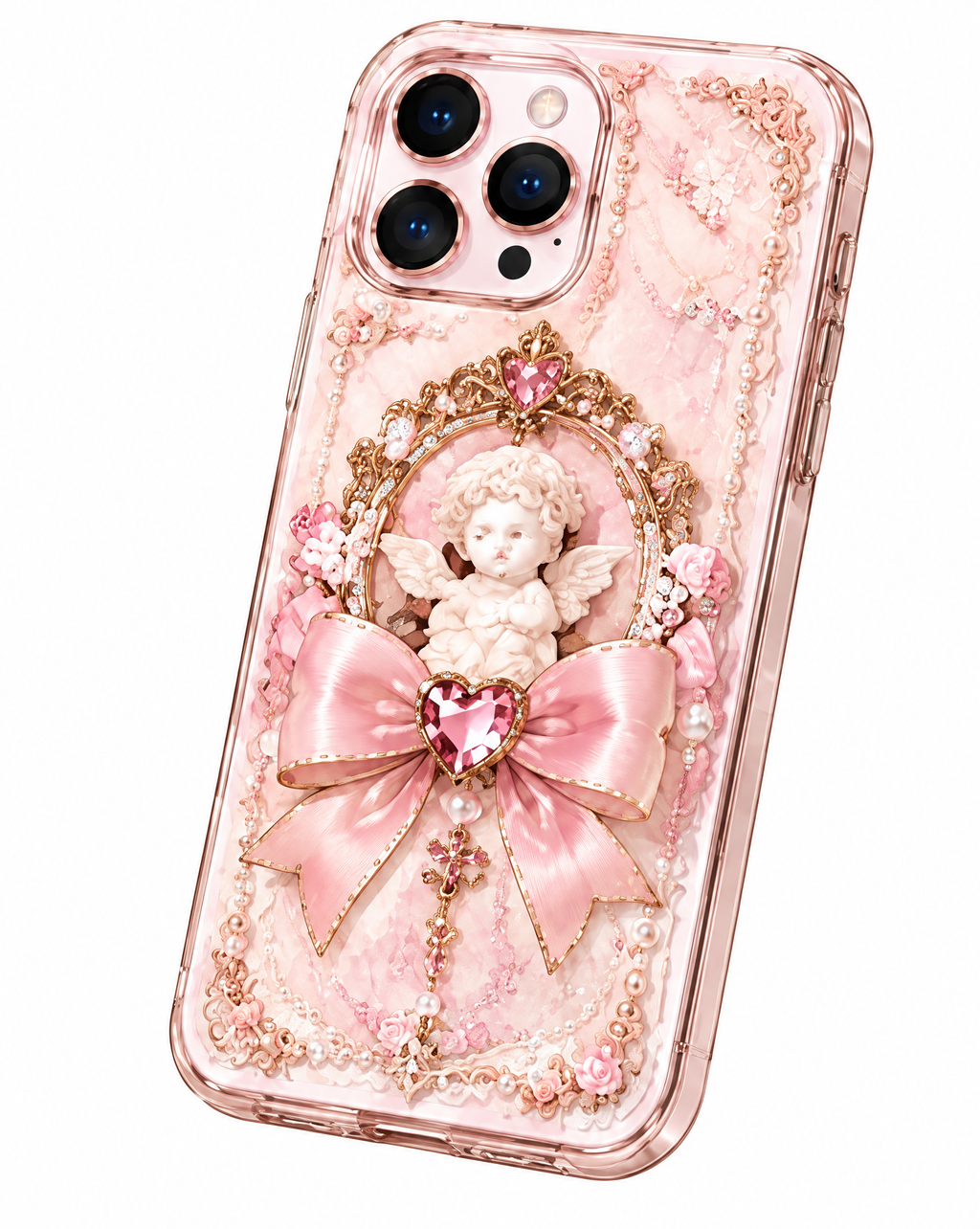 Elegant Angel Rose Pearl iPhone Case