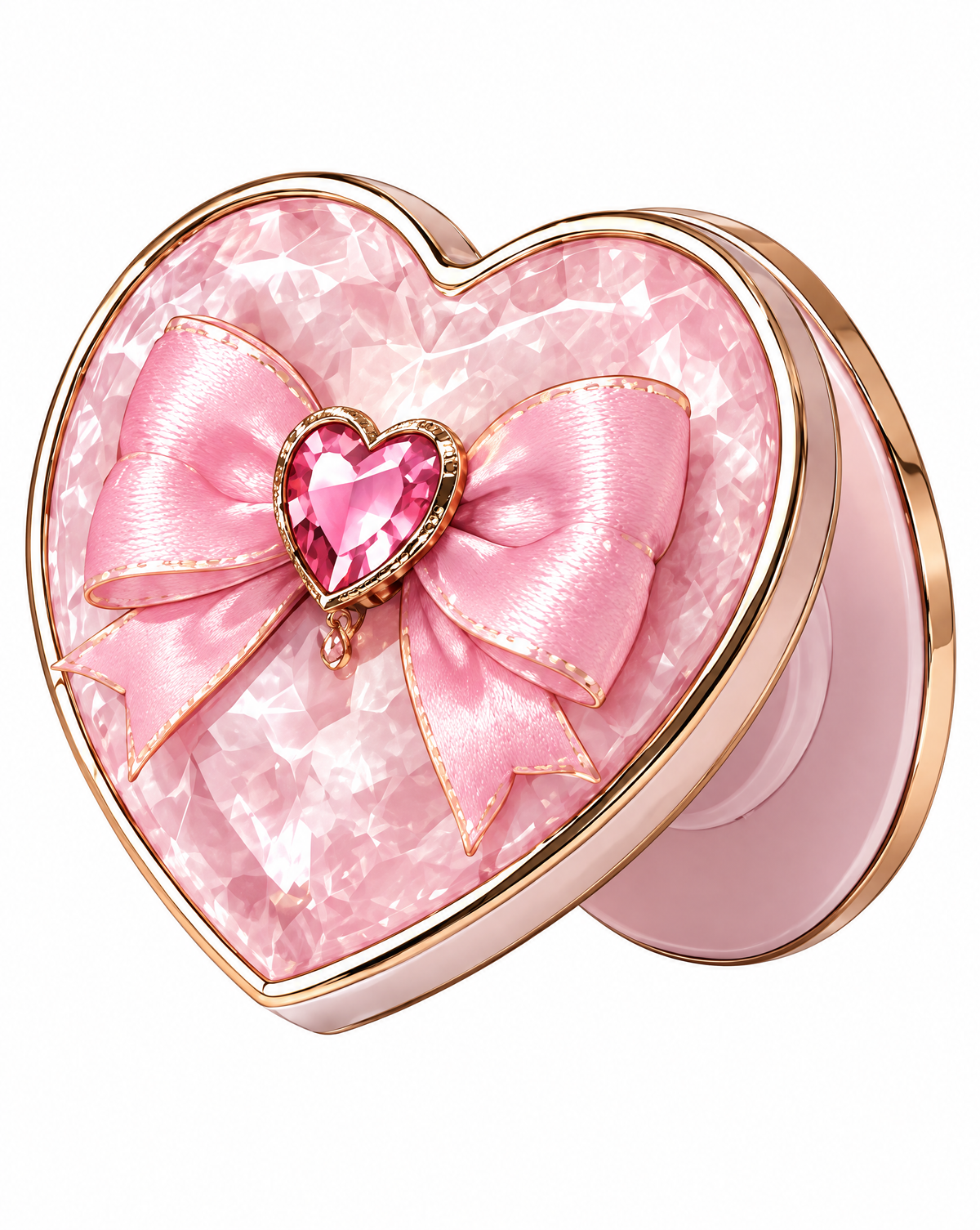 Pink Heart Mirror Phone Stand