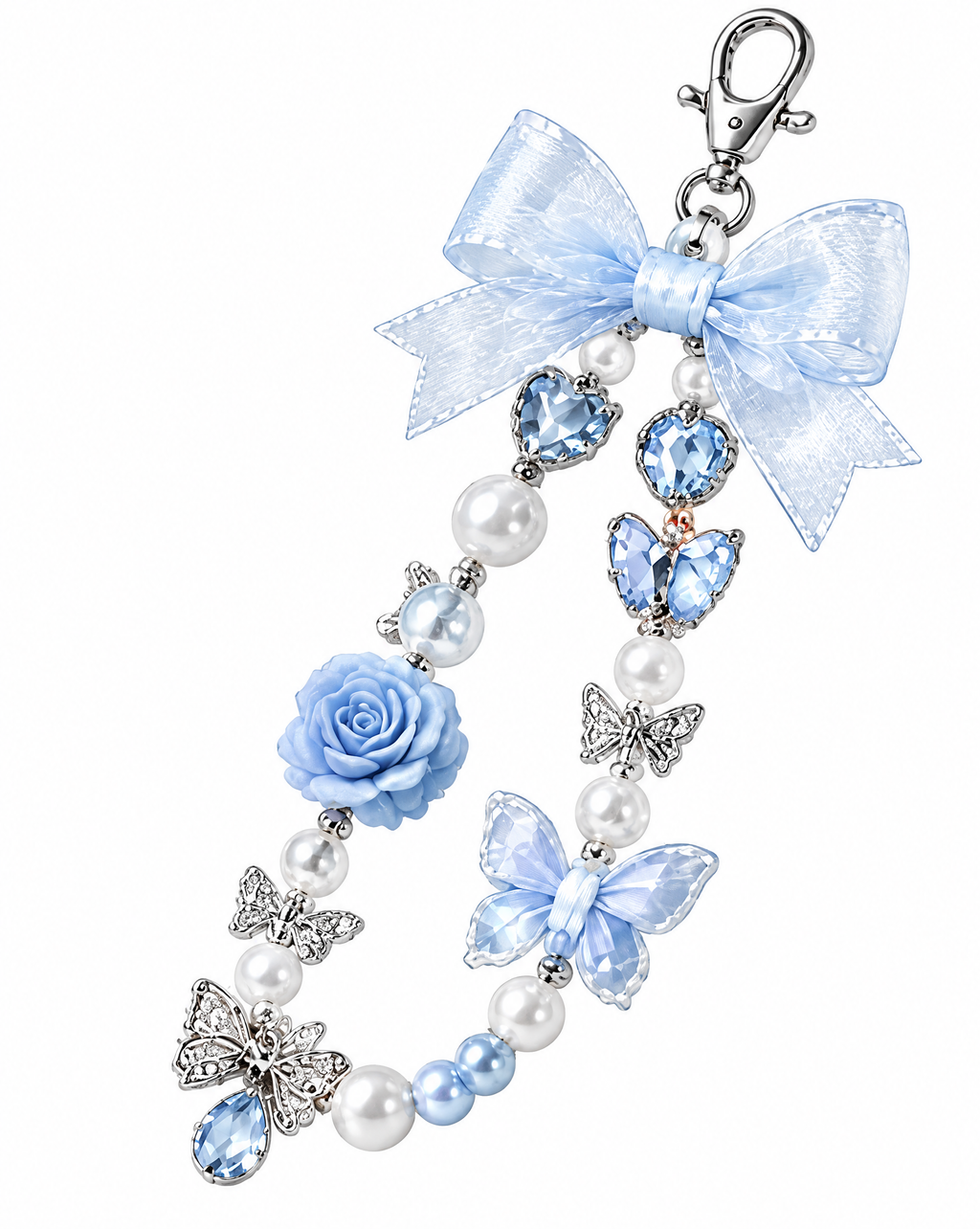 Butterfly Rose Crystal Phone Charm