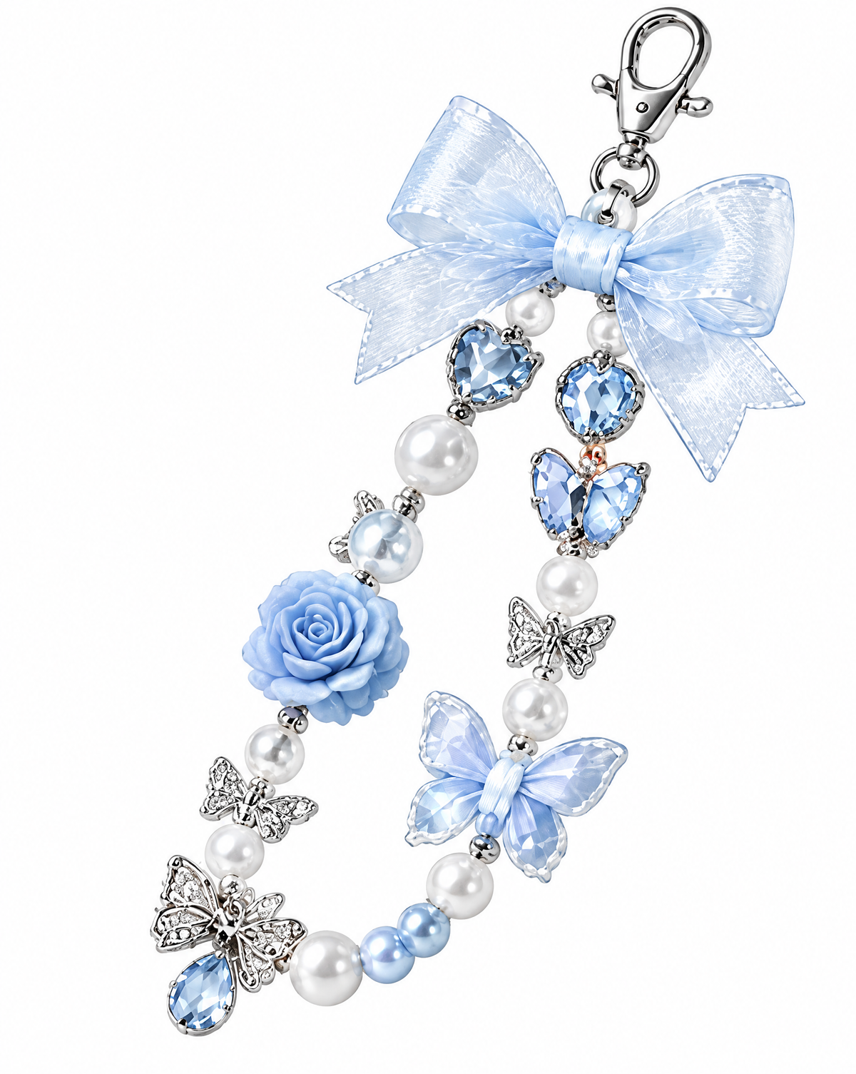 Butterfly Rose Crystal Phone Charm