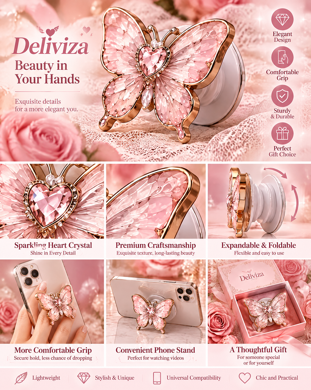 Butterfly Crystal Phone Stand