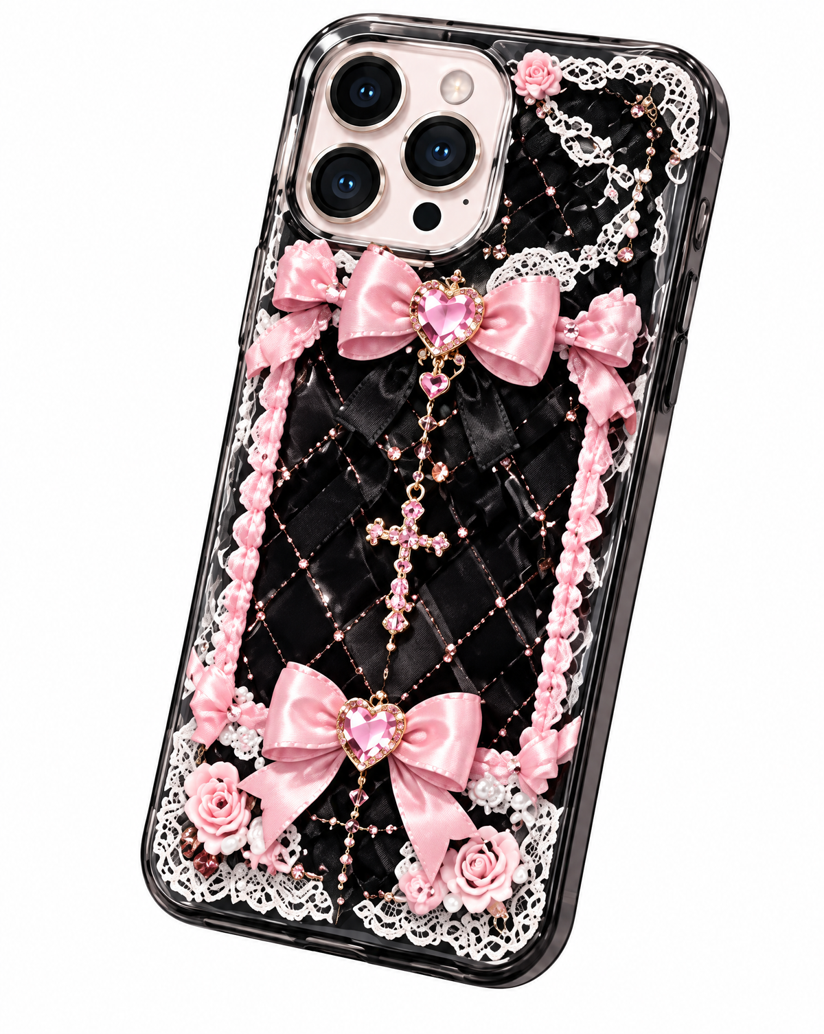 Black Pink Gothic Heart iPhone Case