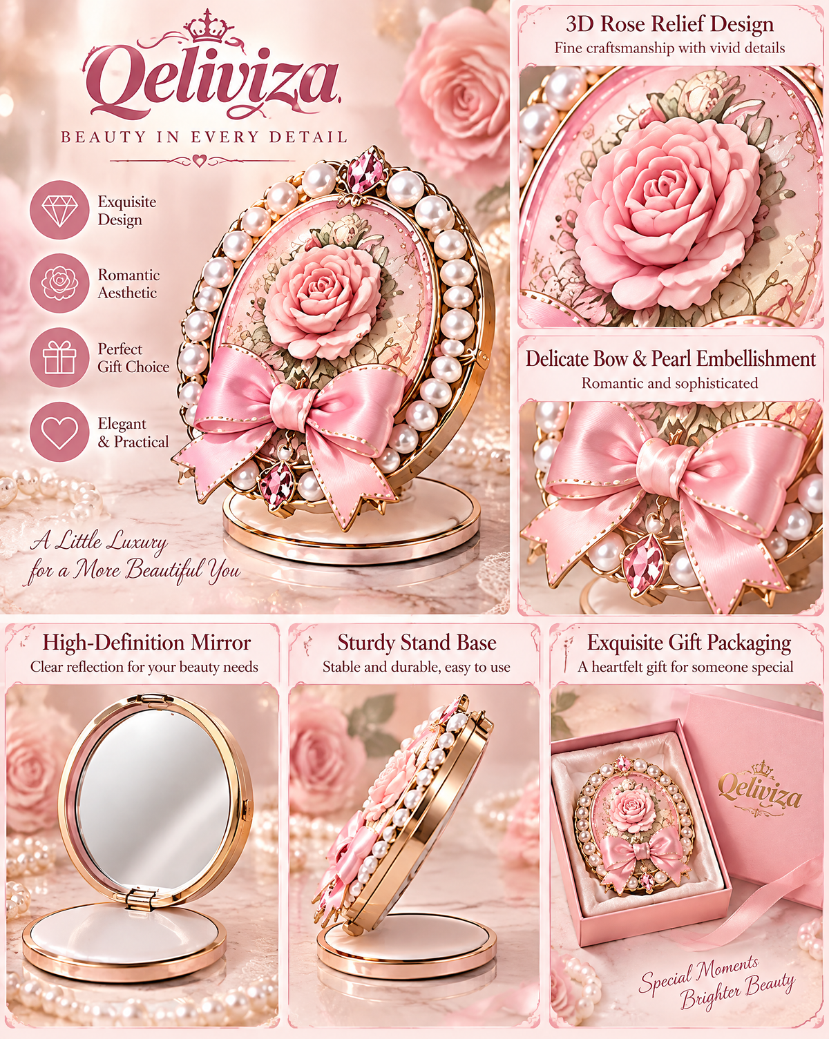 Rose Pearl Vintage Phone Stand