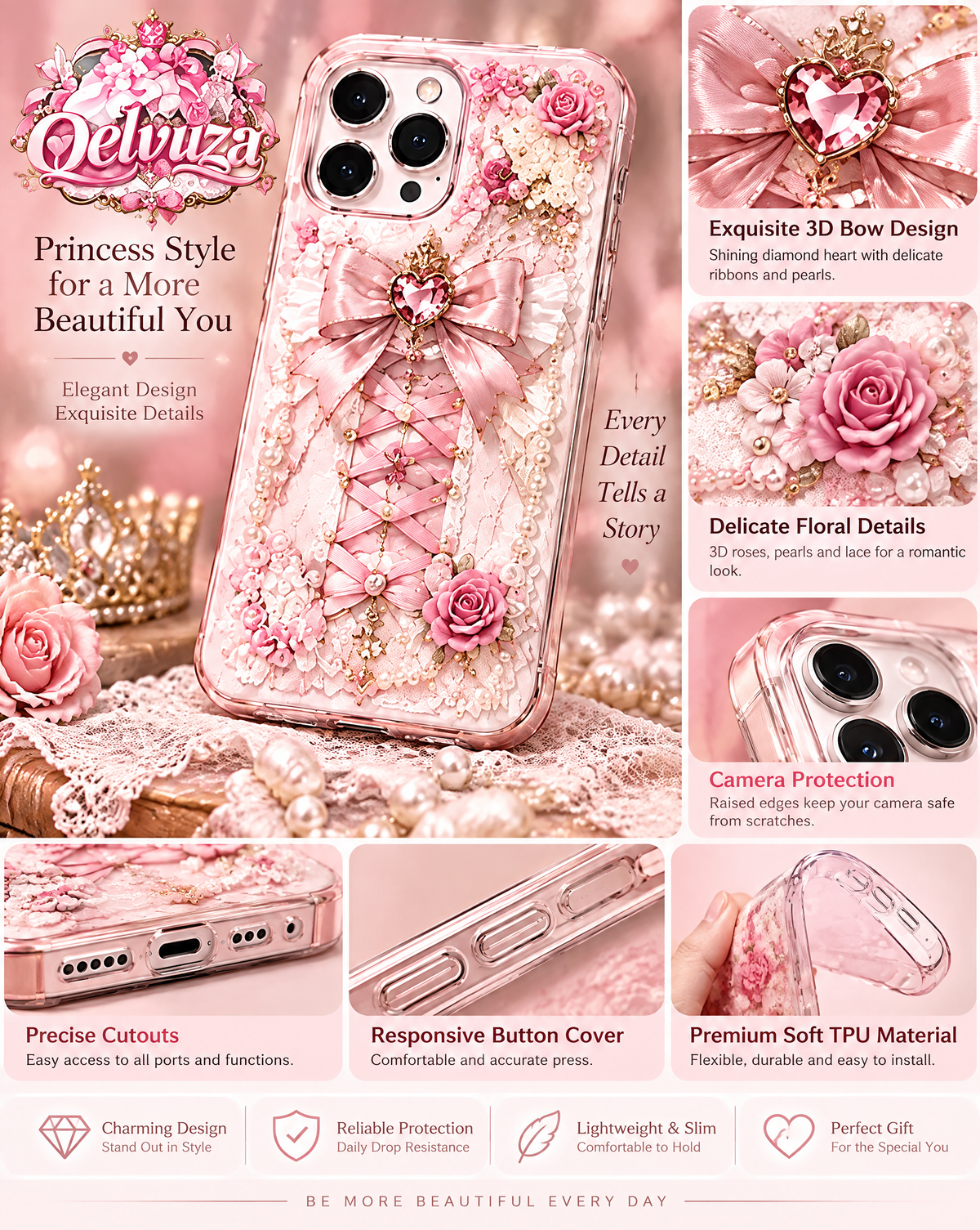 Crystal Ribbon Heart iPhone Case