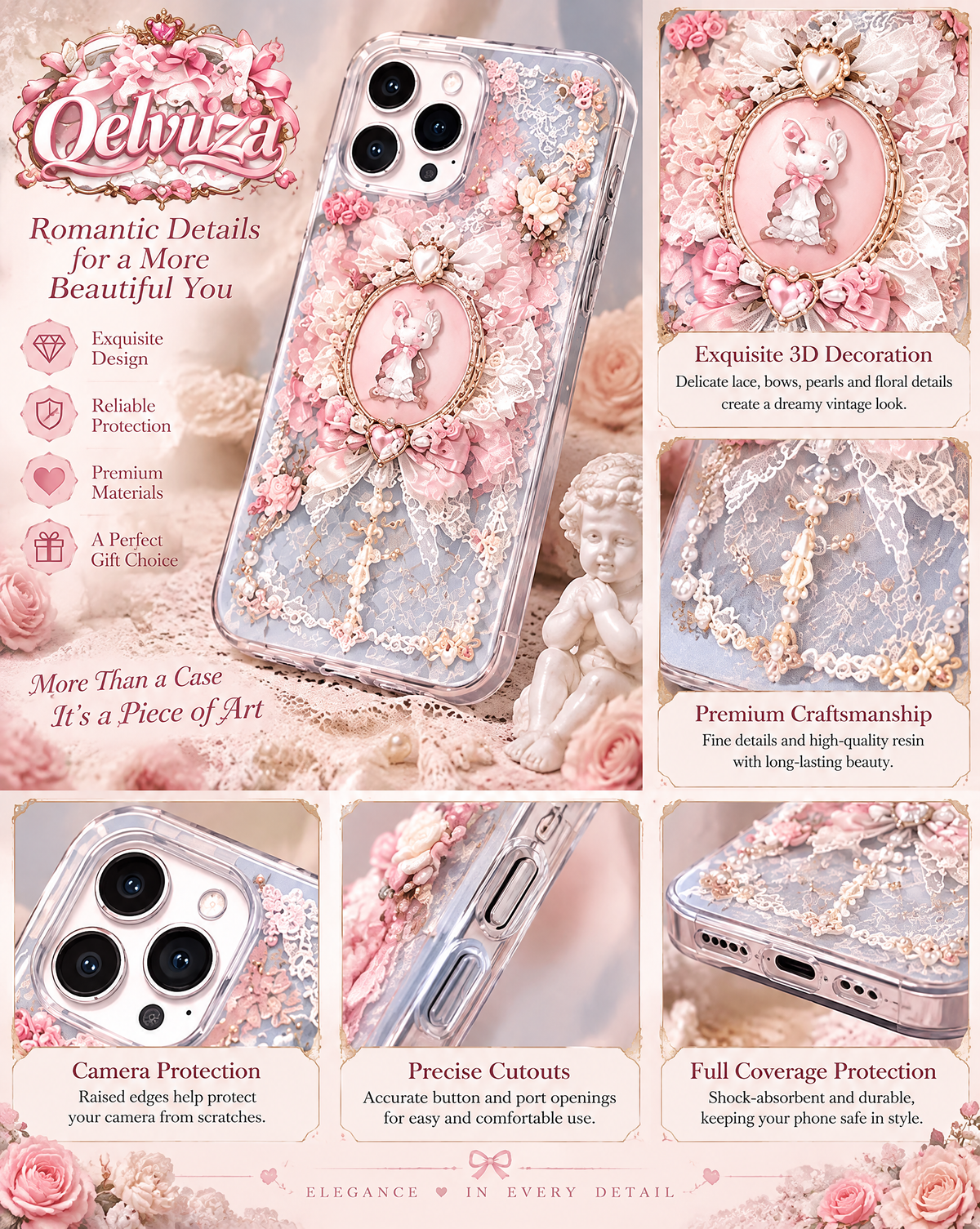 Blue Angel Cameo Lace iPhone Case