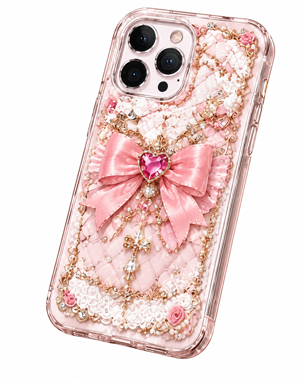 Vintage Pearl Cross Charm iPhone Case