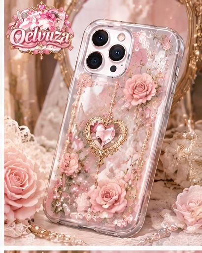 Pink Floral Pearl Chain iPhone Case