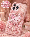 Pink Bunny Heart Crystal iPhone Case