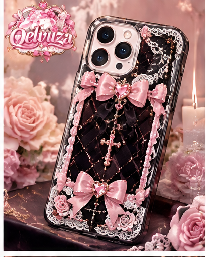 Black Pink Gothic Heart iPhone Case