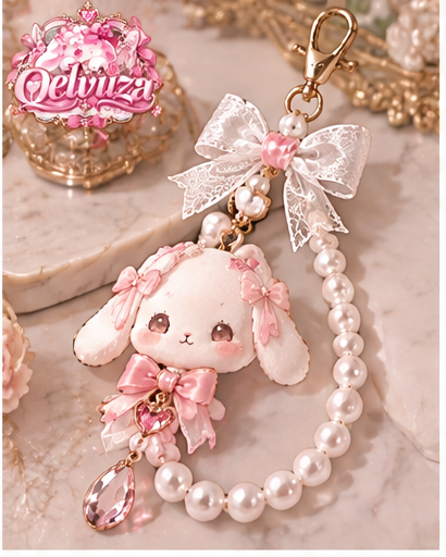 Bunny Lace Pearl Phone Charm
