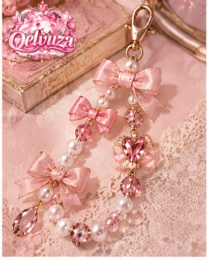 Crystal Bow Heart Phone Strap