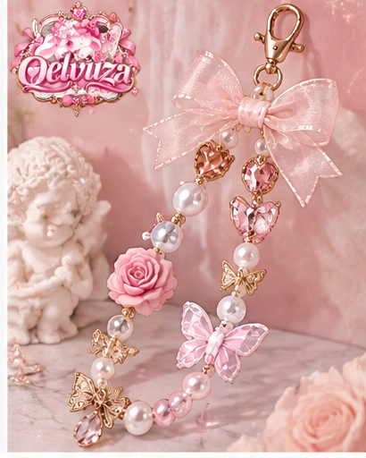 Butterfly Rose Crystal Phone Charm