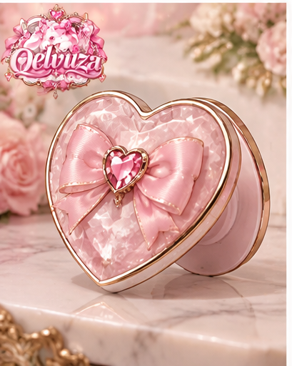 Pink Heart Mirror Phone Stand