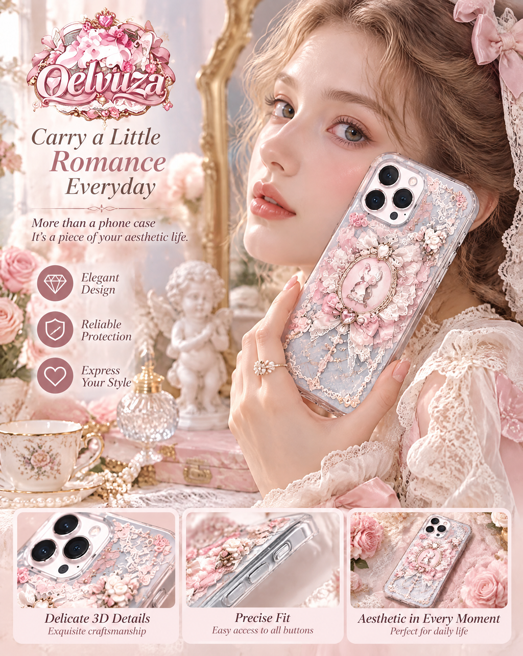 Blue Angel Cameo Lace iPhone Case